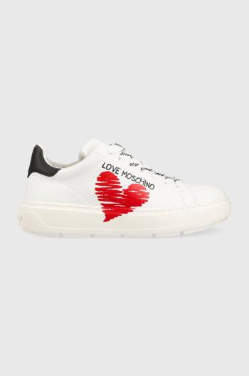 Kožené tenisky Love Moschino Sneakerd Bold 40 biela farba, JA15394G1G