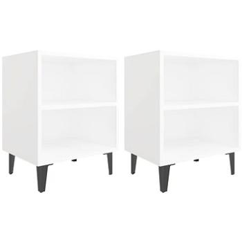 SHUMEE Nočné stolíky s kovovými nohami 2 ks biele 40 × 30 × 50 cm, 805798