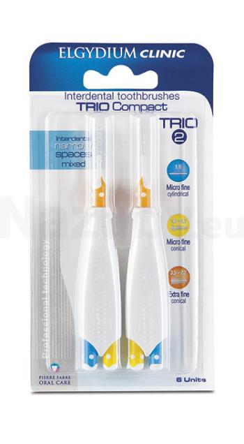 Elgydium CLINIC Trio Compact TRIO 2 medzizubné kefky v držiaku 2x 1,9 mm+2x 2,5-2,2 mm+2x 3,5-2,7 mm 6 ks