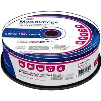 MediaRange CD-R Inkjet Fullsurface Printable 25ks cakebox (MR202)