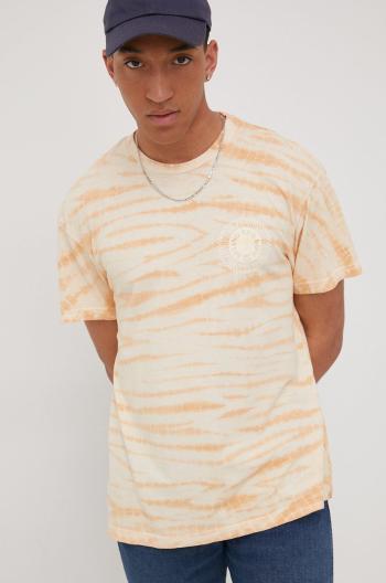 Bavlnené tričko Lee oranžová farba, s potlačou