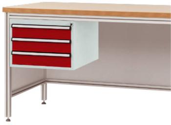 Manuflex ZB4622.3003  Spodná konštrukcia krytu pre pracovné stoly ALU, využiteľná výška 300 mm s 3 zásuvkami, pre hĺbku