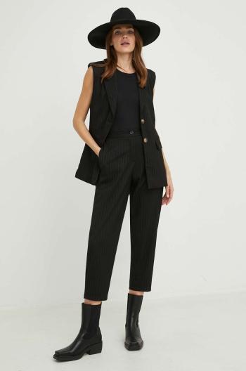 Nohavice Answear Lab dámske, čierna farba, cigaretový strih, vysoký pás