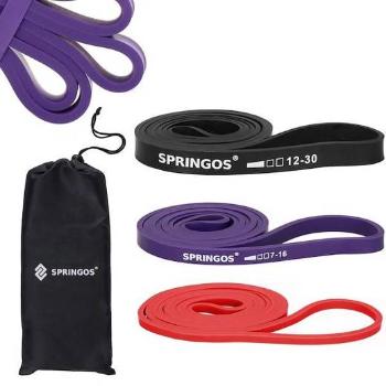 SPRINGOS Fitness guma na cvičenie - sada 3ks - červená / fialová / čierna