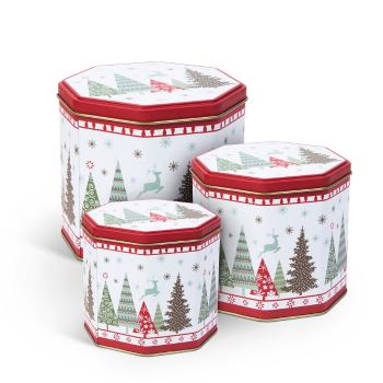 Dózy na pečivo - vianočné stromčeky - osemhranná - 3 ks / balenie