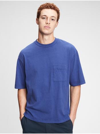 Tričko oversized pocket t-shirt Modrá