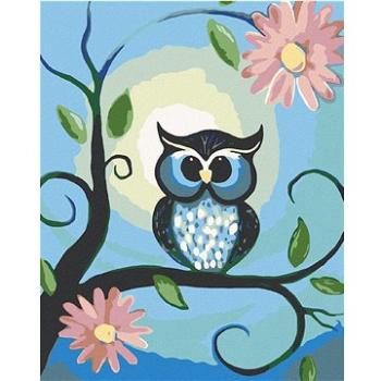 Maľovanie podľa čísel – Modrá sovička a kvety (HRAmal00683nad)
