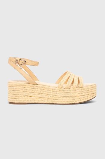 Sandále Tommy Hilfiger ESSENTIAL FLATFORM SANDAL dámske, žltá farba, na kline, FW0FW07161