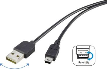 USB kábel RENKFORCE 1x USB 2.0 zástrčka ⇔ 1x miniUSB 2.0 zástrčka 1.80 m, čierna