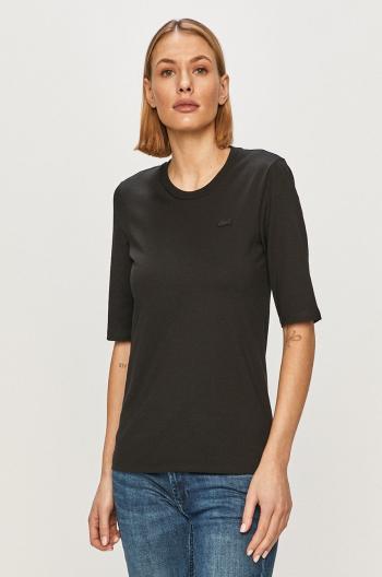 Bavlnené tričko Lacoste čierna farba