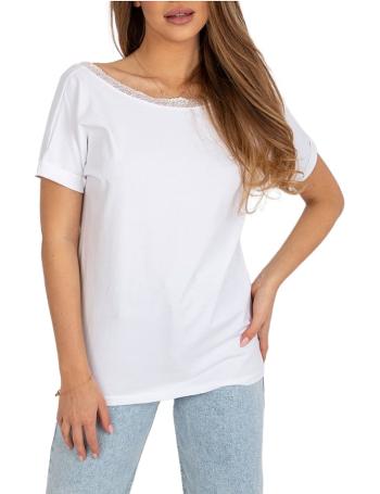 Biele klasické tričko salma zdobené čipkou vel. XL