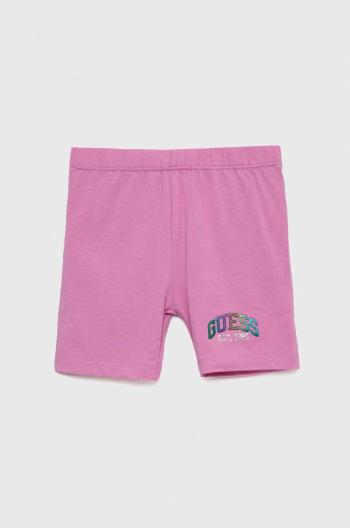 Detské krátke nohavice Guess fialová farba, jednofarebné