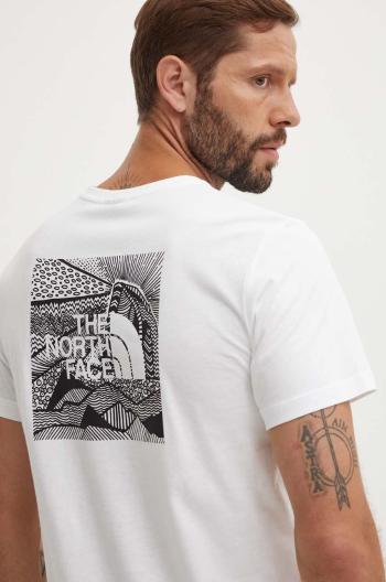 Bavlnené tričko The North Face M S/S Redbox Celebration Tee pánske, biela farba, s potlačou, NF0A87NVFN41