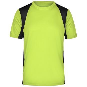 James & Nicholson Pánske športové tričko s krátkym rukávom JN306 - Fluorescenčná žltá / čierna | M