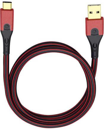 USB 3.0 prepojovací kábel [1x USB 3.0 zástrčka A - 1x USB-C ™ zástrčka] 1.00 m červená/čierna pozlátené kontakty Oehlbac