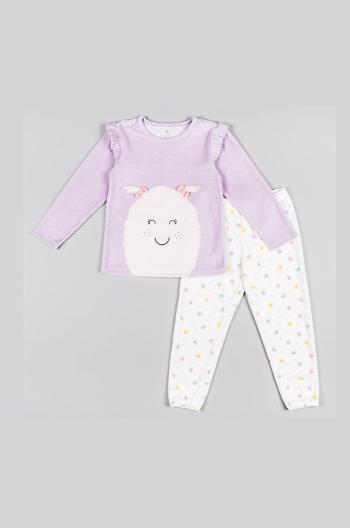 Detské pyžamo zippy fialová farba, s potlačou