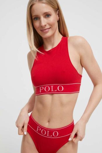 Podprsenka Polo Ralph Lauren červená farba, jednofarebná