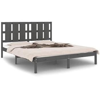 Rám postele sivý masívna borovica 160 × 200 cm, 3105612