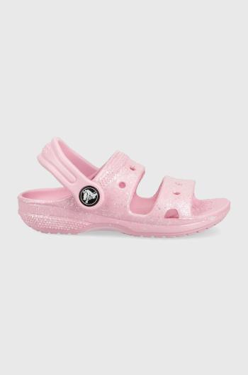 Detské šľapky Crocs CROCS CLASSIC GLITTER SANDAL ružová farba