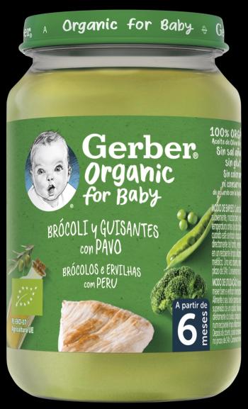 GERBER organic príkrm brokolica s hráškom a morčacím mäsom 190 g