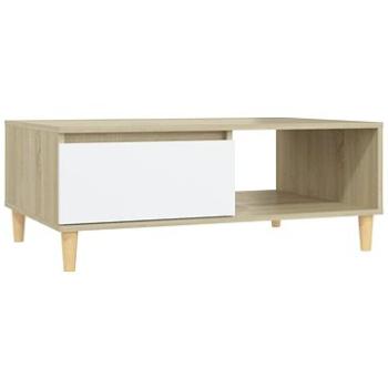 SHUMEE Konferenčný stolík biely a dub sonoma 90 × 60 × 35 cm drevotrieska, 806000