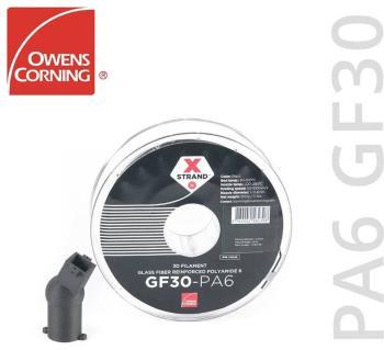 Owens Corning FIXD-PA17-BK0 Xstrand PA6 GF30 vlákno pre 3D tlačiarne PA plast odolné proti UV žiareniu 2.85 mm 500 g čie