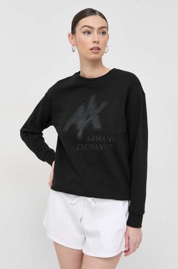 Mikina Armani Exchange dámska, čierna farba, s nášivkou