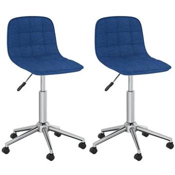 Otočné jedálenské stoličky 2 ks modré textil, 334097