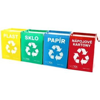 SIXTOL Tašky na triedený odpad SORT EASY 4 CARTON, 30 × 30 × 40 cm, 4× 36 l, 4 ks (SX4202) + ZDARMA Odpadkový kôš SIXTOL