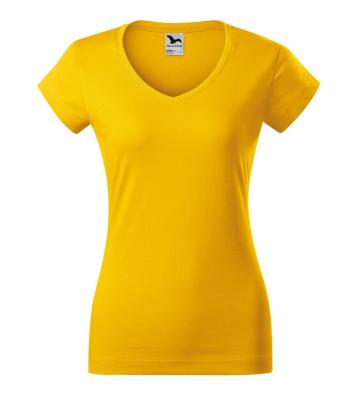 MALFINI Dámske tričko Fit V-neck - Žltá | S