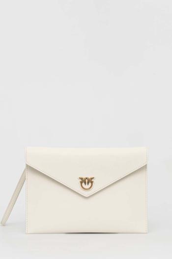 Kožená listová kabelka Pinko biela farba
