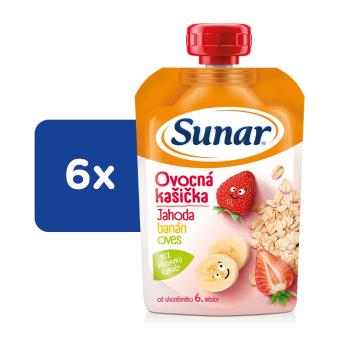 6x SUNAR Kapsička ovocná kašička jahoda, banán, ovsené vločky 120 g