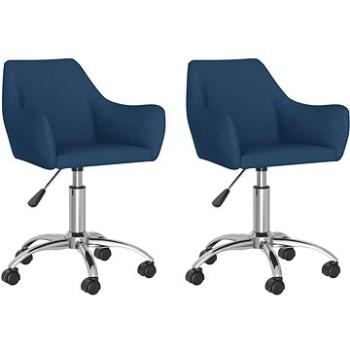 Otočné jedálenské stoličky 2 ks modré textil, 330943