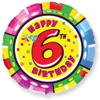 Balónik Happy Birtday 6. narodeniny 45 cm - Flexmetal
