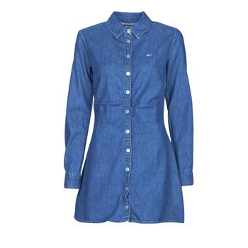 Tommy Jeans  Krátke šaty TJW DENIM RUCHE DRESS  Modrá