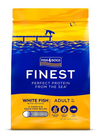 FISH4DOGS Granule veľké pre dospelých psov Finest biela ryba so zemiakmi 1,5kg, 1+