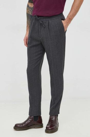 Nohavice s prímesou vlny Manuel Ritz pánske, šedá farba, priliehavé