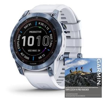 Garmin Fenix 7 Sapphire Solar Mineral Blue DLC Titanium/Whitestone Band (010-02540-25)