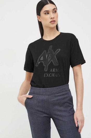 Bavlnené tričko Armani Exchange čierna farba