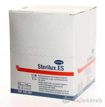 STERILUX ES kompres sterilný,so založenými okrajmi (7,5cmx7,5cm) 25x2 (50ks)