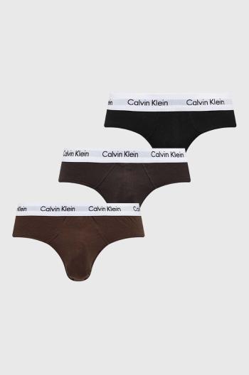 Slipy Calvin Klein Underwear 3-pak pánske, hnedá farba