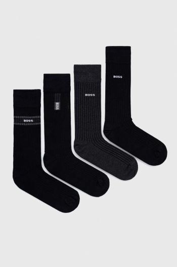 Ponožky BOSS 4-pak pánske, čierna farba