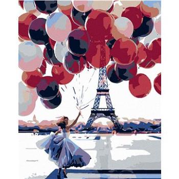 Maľovanie podľa čísel – Žena s mnohými balónikmi pri Eiffelovke (HRAmal01079nad)