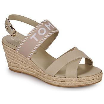 Tommy Hilfiger  Sandále SEASONAL WEBBING MID WEDGE  Béžová