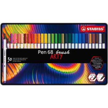 STABILO Pen 68 brush s flexibilným štetcovým hrotom, kovové puzdro 30 farieb (4006381578110)