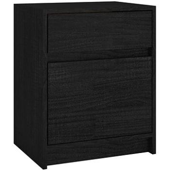 SHUMEE Nočný stolík čierny 40 × 31 × 50 cm masívna borovica, 808131