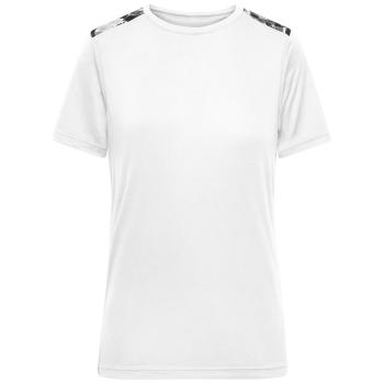 James & Nicholson Dámske športové tričko JN523 - Biela / čierno potlačená | XL