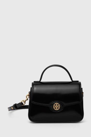 Kožená kabelka Tory Burch Robinson Spazzolato Small čierna farba, 147467.001