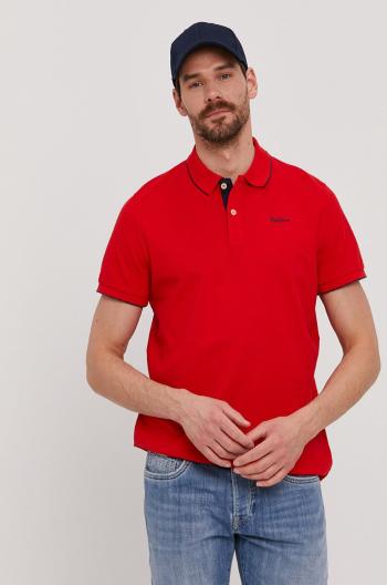 Polo tričko Pepe Jeans červená farba, jednofarebné