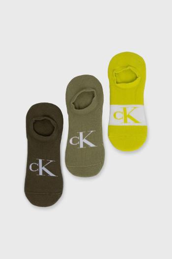 Ponožky Calvin Klein (3-pak) pánske, zelená farba